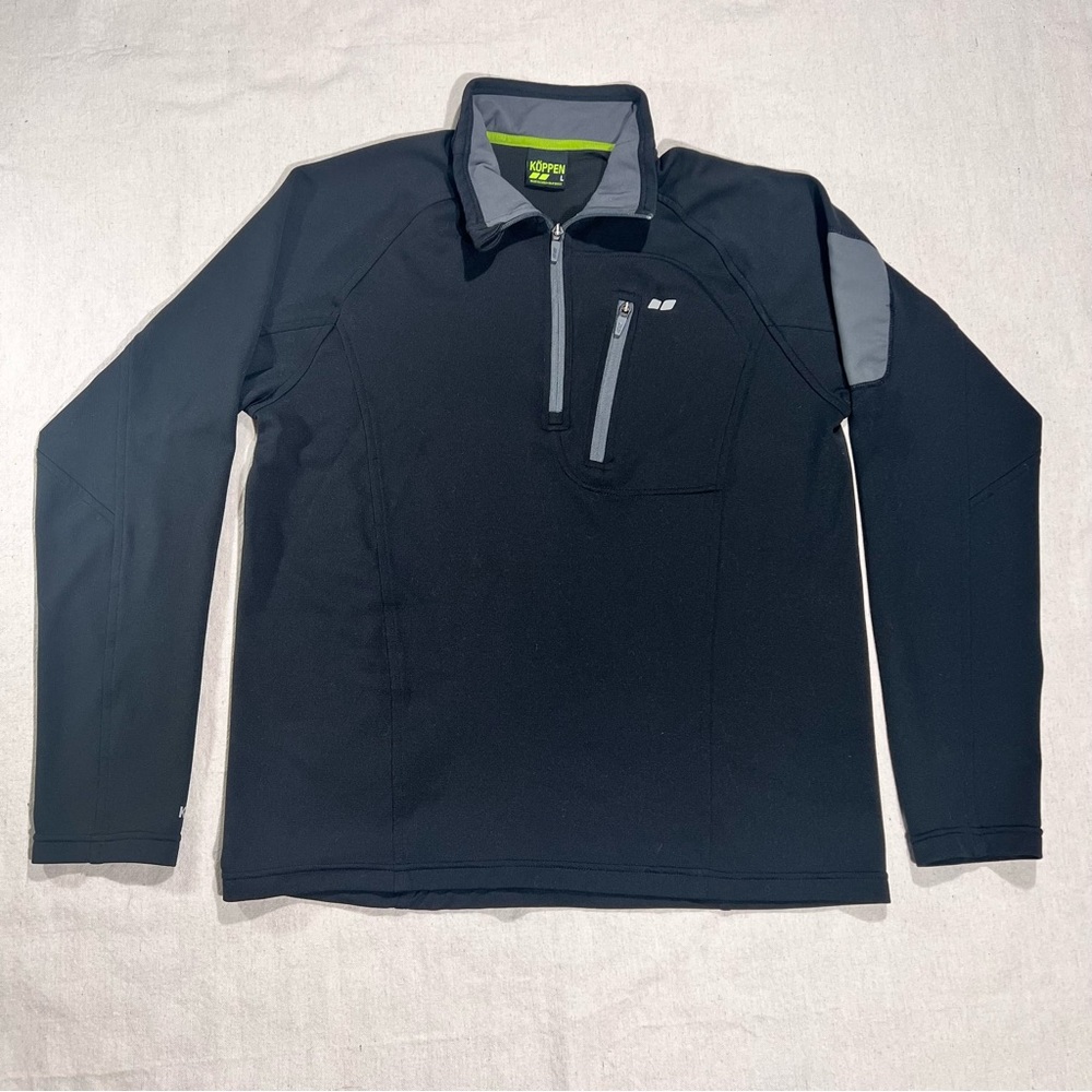 Koppen Men's Sz Large Black 1/2 Zip Pullover Long Sleeve Shirt Athletic Workout